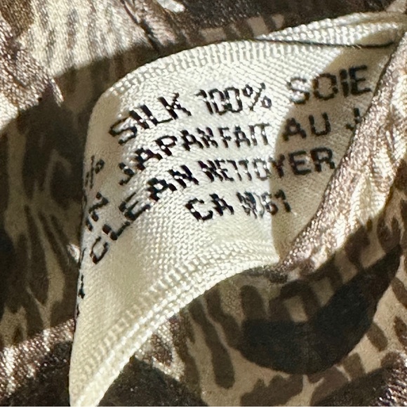 Anne Klein Brown Silk Animal Print Paisley Scarf - Picture 9 of 9